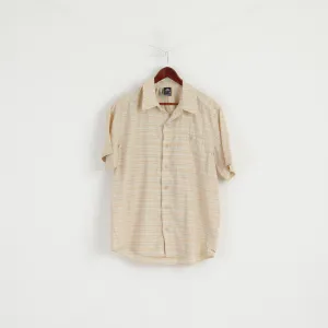 Adidas Men  L Casual Shirt Beige Pockets Trekking Outdoor Cotton Blend Buttons Top