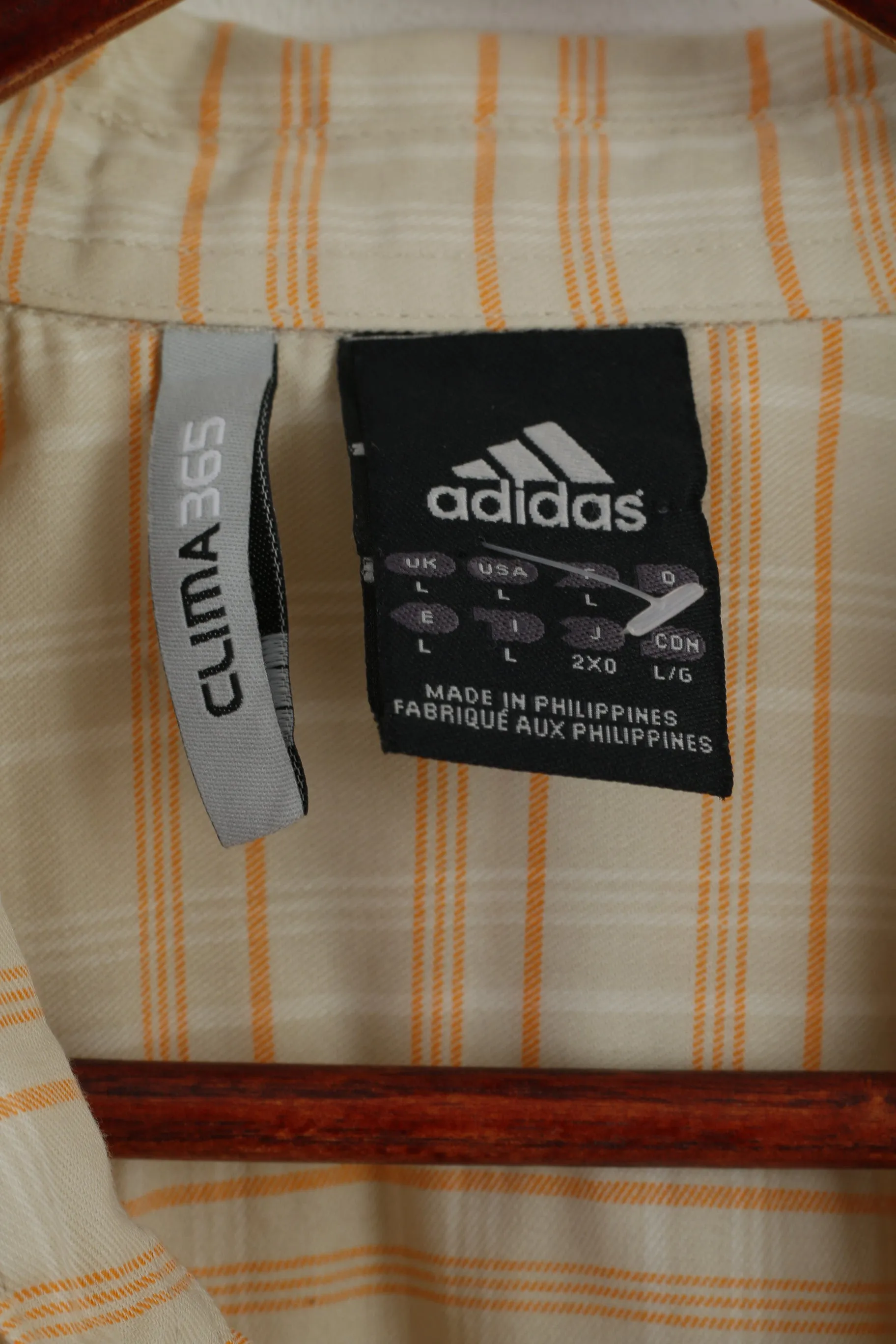 Adidas Men  L Casual Shirt Beige Pockets Trekking Outdoor Cotton Blend Buttons Top