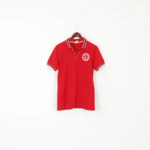 Aeronautica Militare Men L (M) Polo Shirt Red Cotton Tornado It-Ecr Pique Top