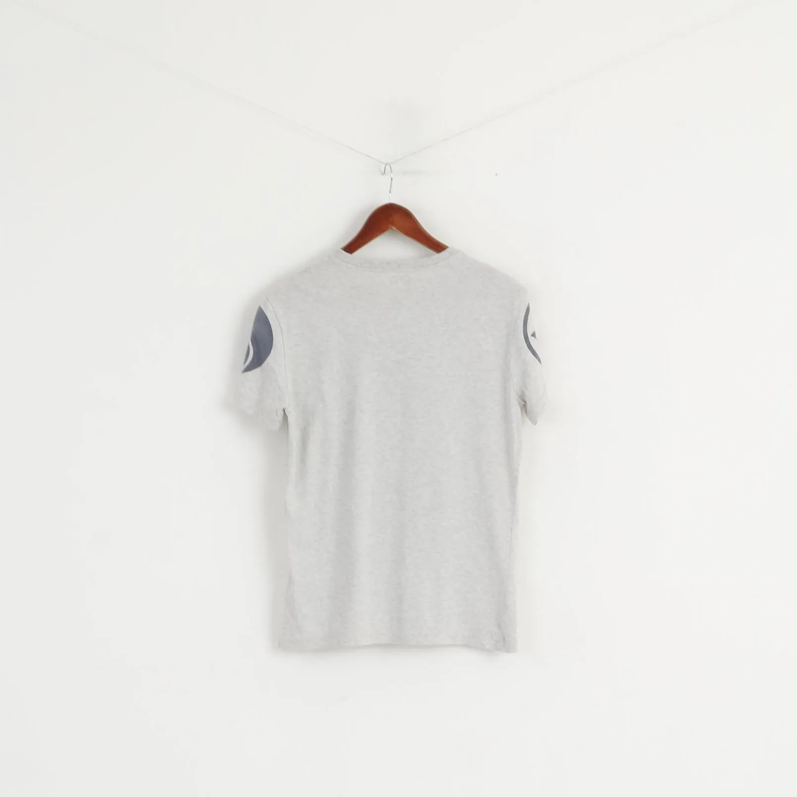 Armani Jeans Men L (S) Shirt Grey Graphic AJ Cotton Summer Crew Neck Top