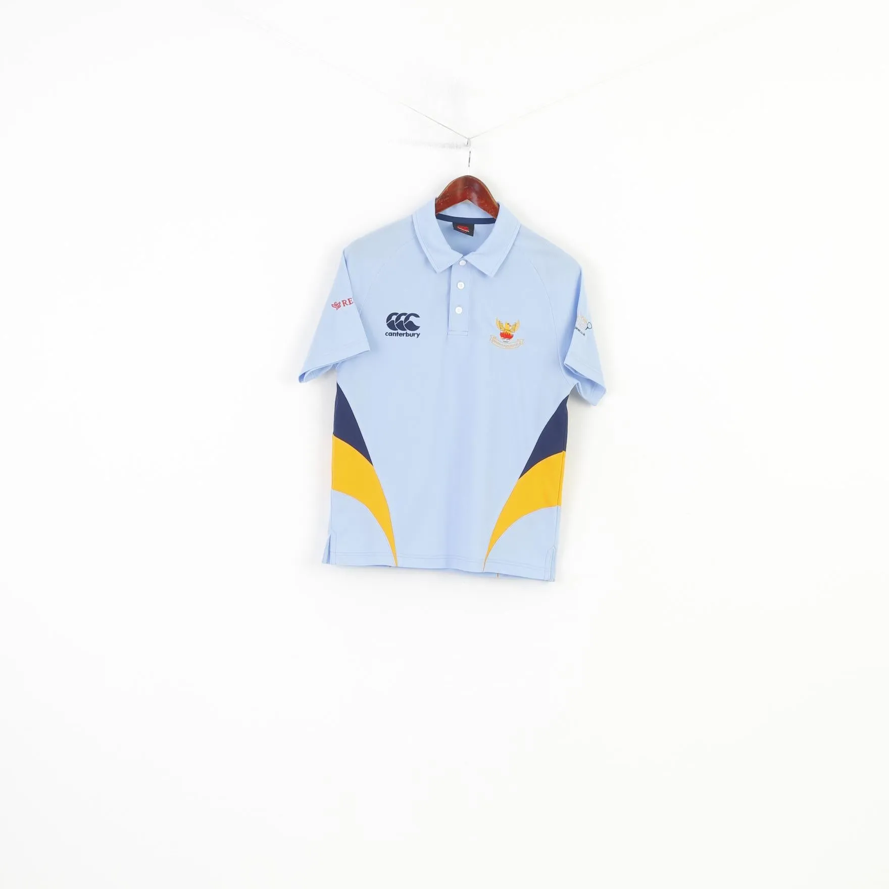 Canterbury Men S Polo Shirt Blue Treharris Phoenix R.F.C. Collar Vintage Sport Top