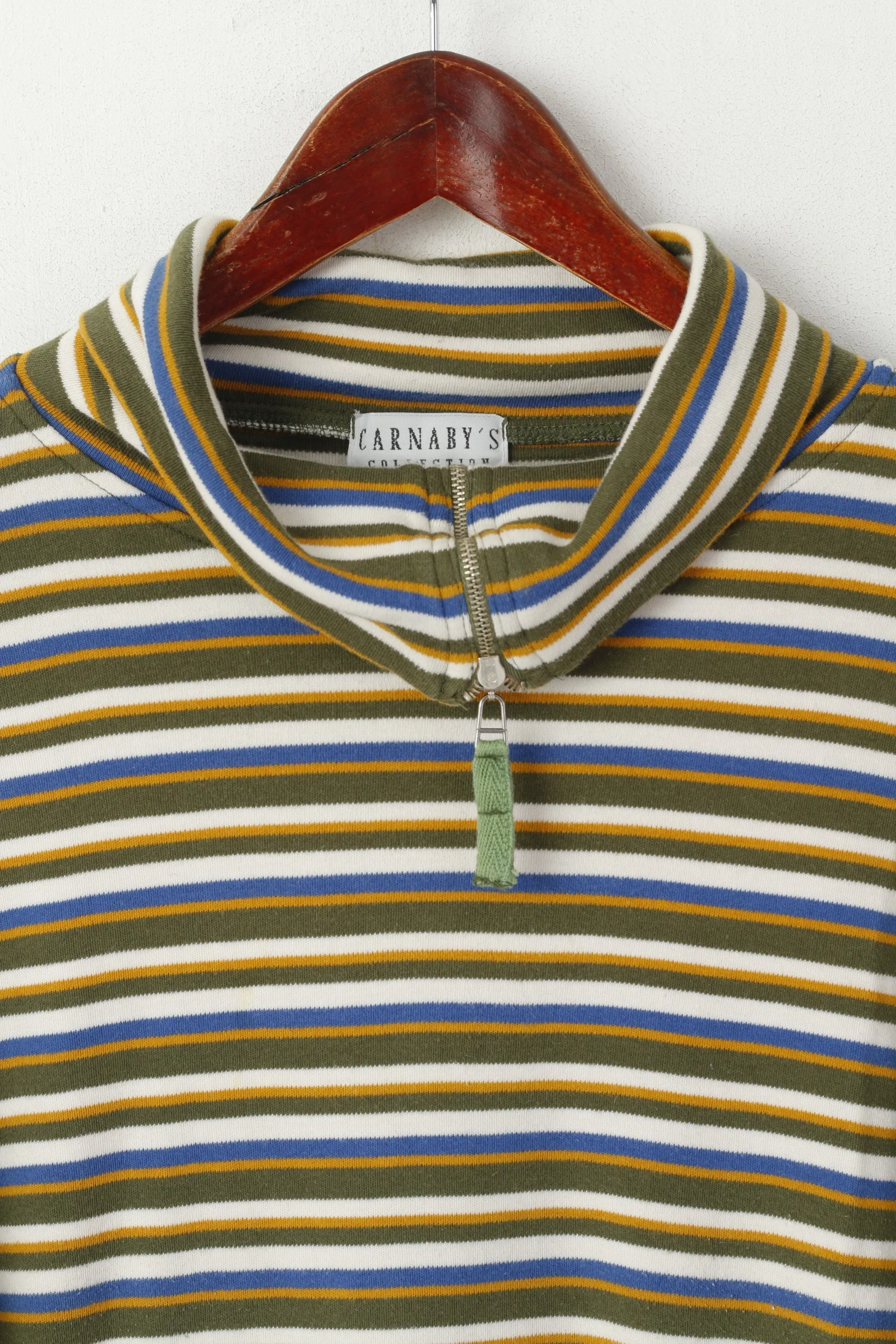 Carnaby's Collection Men XL Shirt Multi Striped Cotton Turtle Neck Stretch Long Sleeve Top