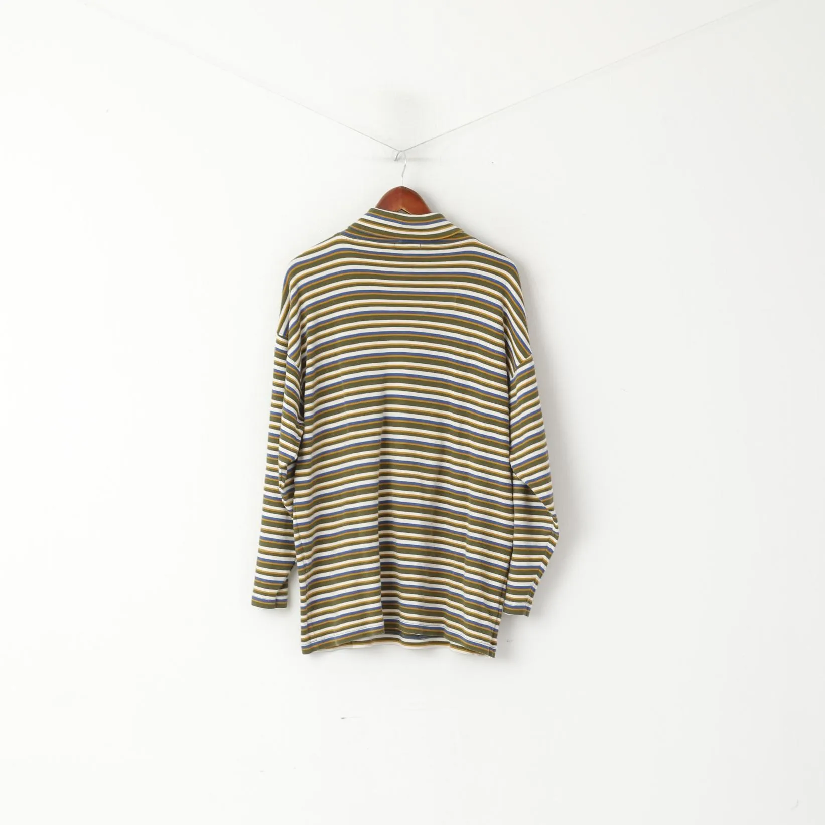 Carnaby's Collection Men XL Shirt Multi Striped Cotton Turtle Neck Stretch Long Sleeve Top