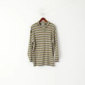 Carnaby's Collection Men XL Shirt Multi Striped Cotton Turtle Neck Stretch Long Sleeve Top