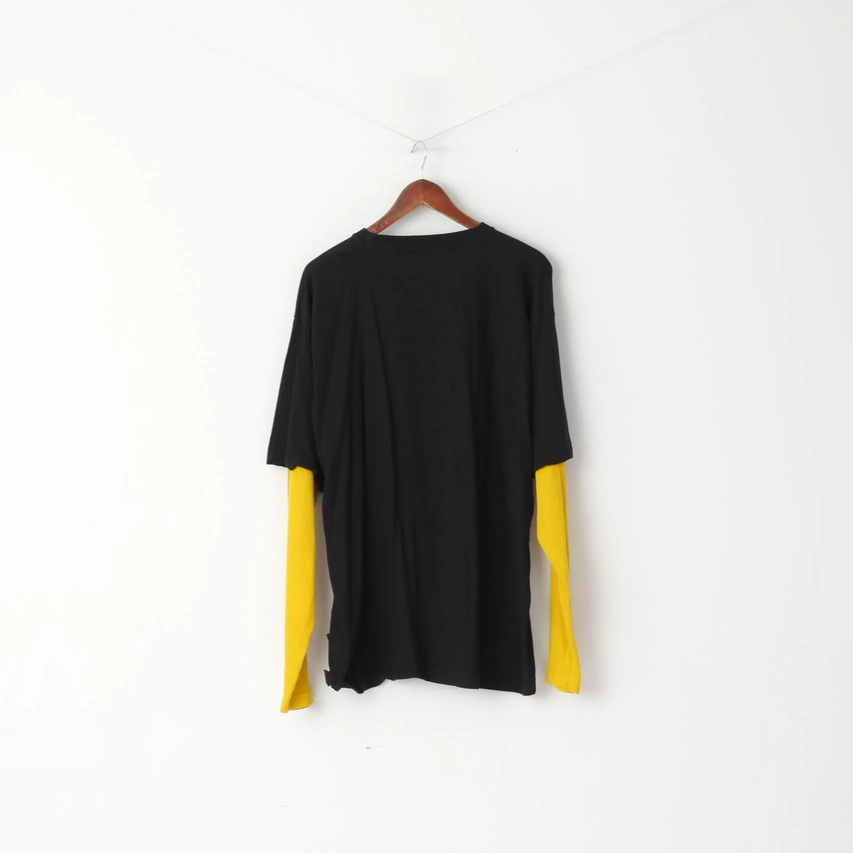 Caterpillar Cat Men 2XL Shirt Long Sleeve Black Yellow Graphic Cotton Top