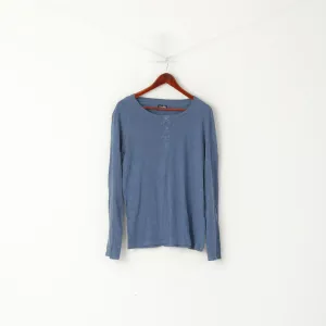 Cheap Monday Men S Long Sleeved Shirt Blue Cotton Plain Kristian Is Tee Top