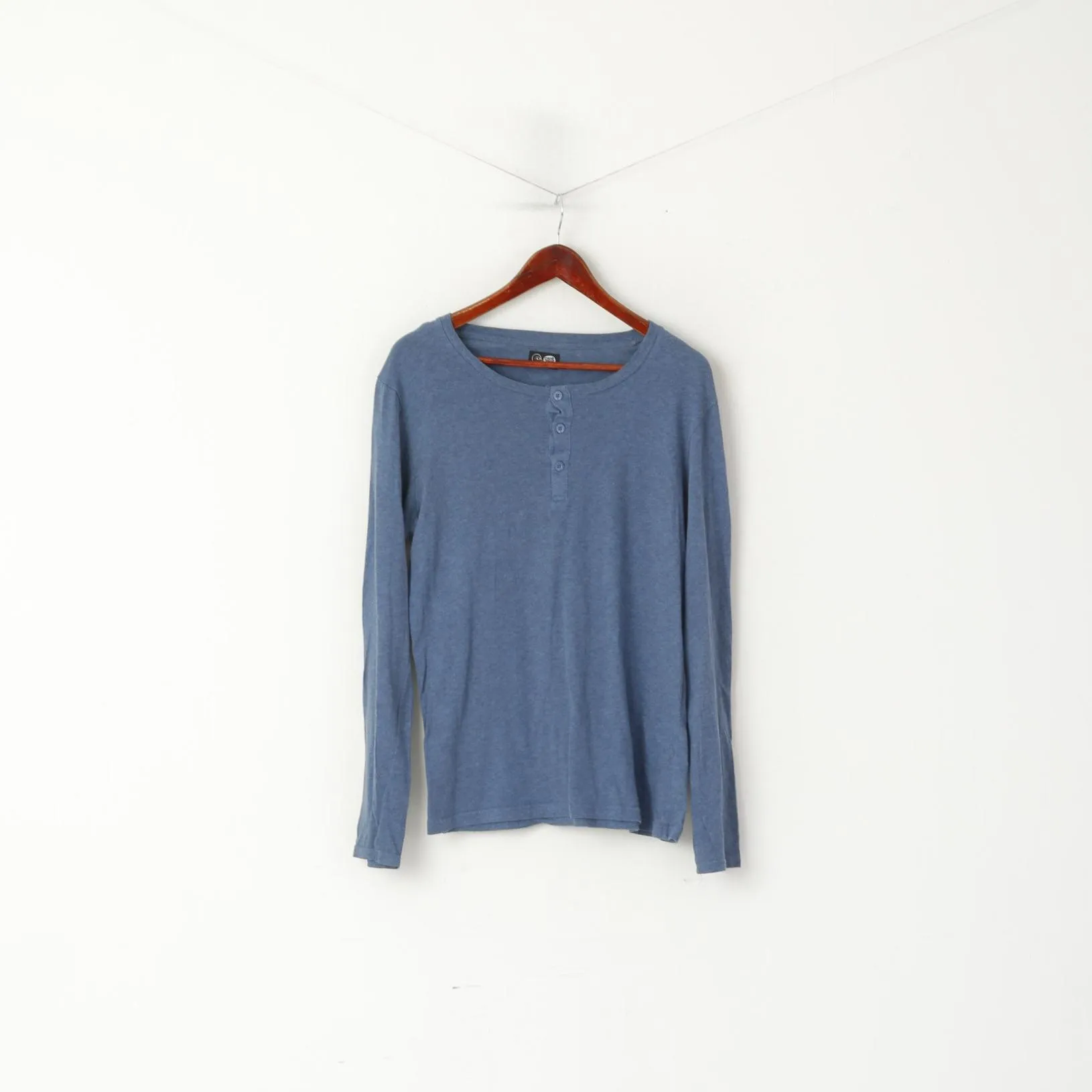 Cheap Monday Men S Long Sleeved Shirt Blue Cotton Plain Kristian Is Tee Top
