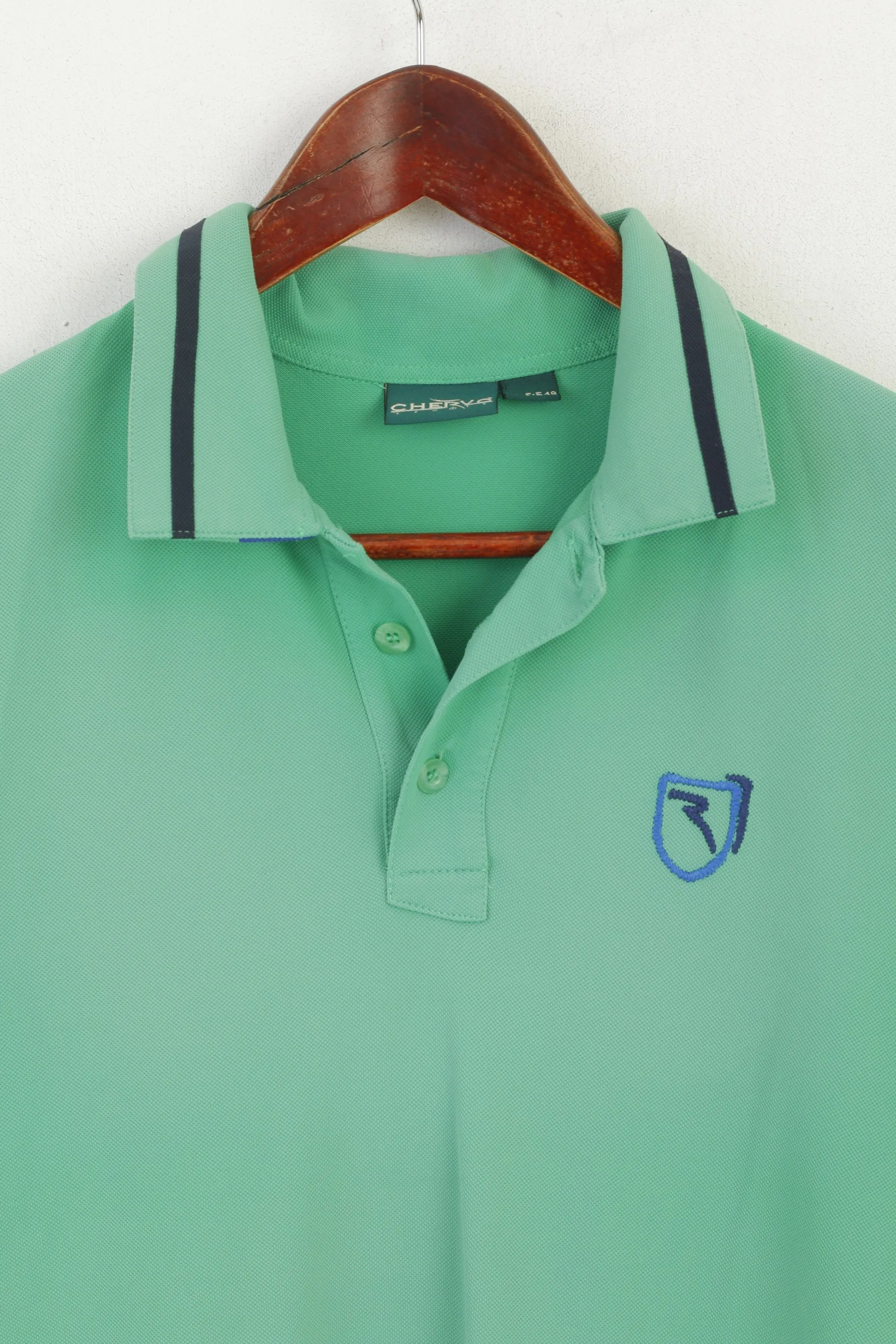 Chervo Sports Men 48 M Polo Shirt Green Nylon Dry Matic Stretch Classic Top