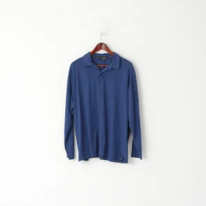 Colin Montgomerie Men XL Polo Shirt Navy Cotton Stretch Long Sleeve Golf Top