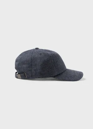 Cotton Linen Twill  Cap in Denim Blue Sunspel