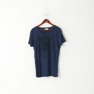 Diesel Men M Shirt Navy Cotton Graphic Only The Brave Crew Neck Fit Top