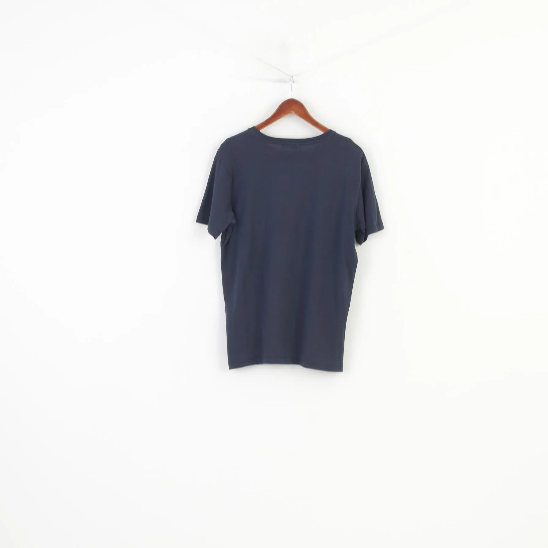 Diesel Men M T-Shirt Navy Cotton Crew Neck Stretch Vintage Logo Short Sleeve Top