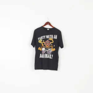 Disney at George Men S Shirt Black Cotton Graphic Party with an Animal Top