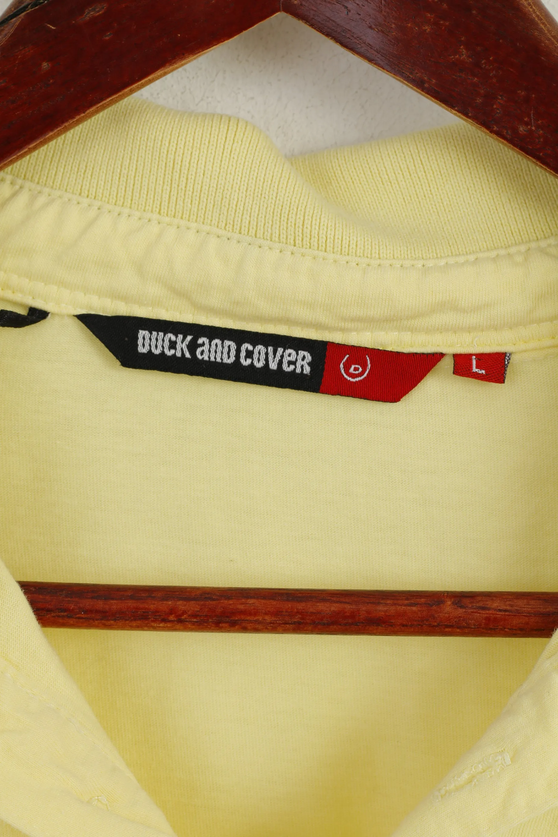 Duck And Cover Men L Polo Shirt Yellow Cotton vaughan Style Classic Top