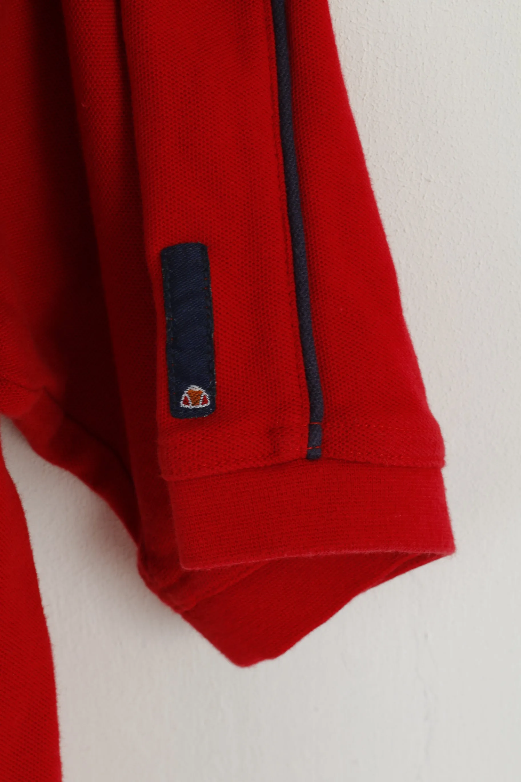 Ellesse Men L T- Shirt Red 100% Cotton Crew Neck Classic Plain Basic Top