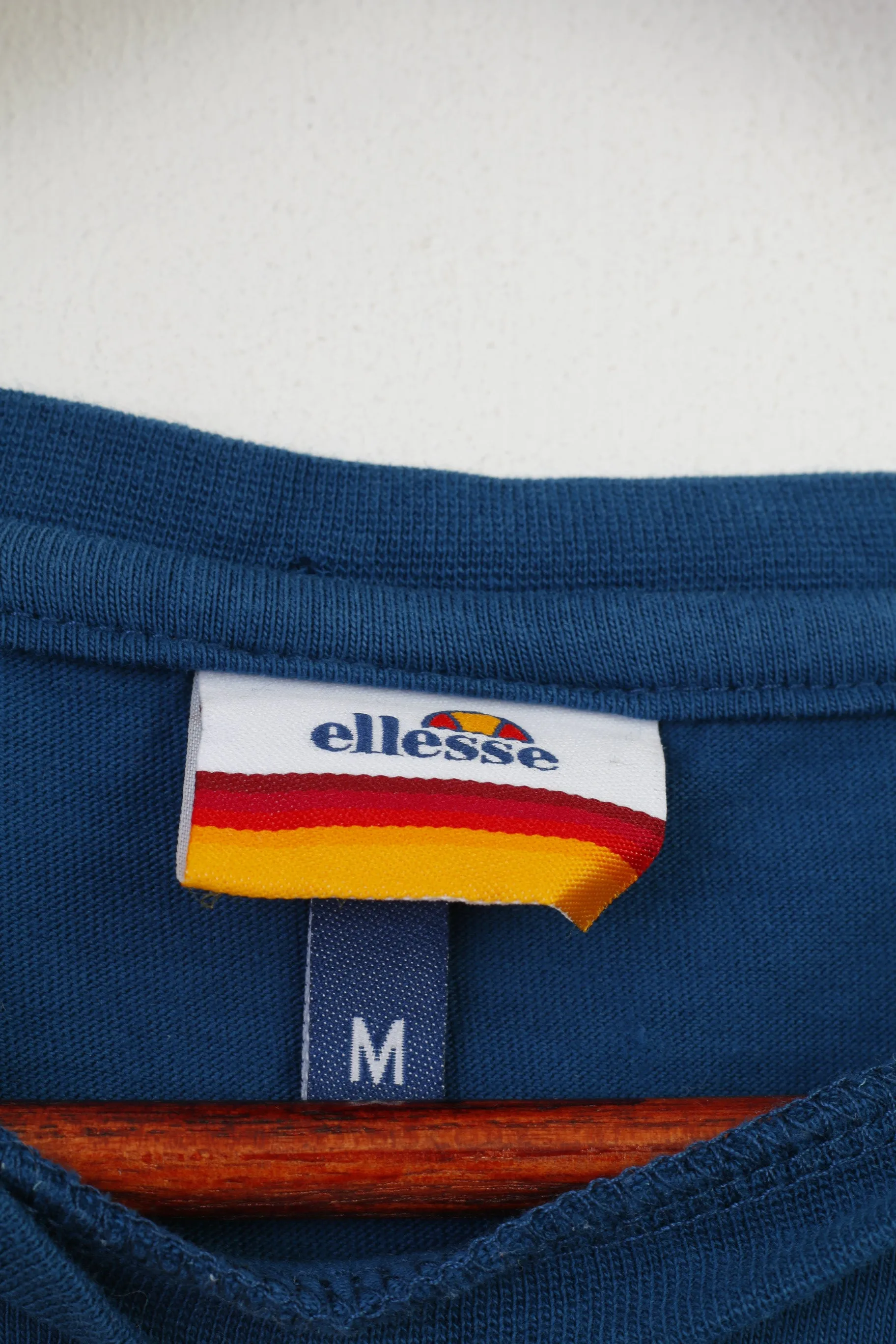 Ellesse Men M T-Shirt Big Logo Cotton Grey Crew Neck Sportswear  Top