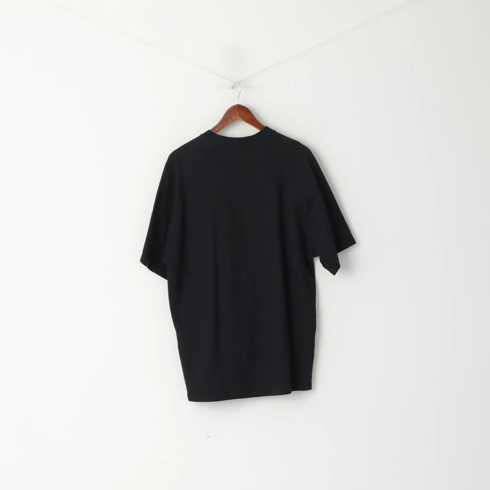 Fred Perry Men M Shirt Black 100% Cotton Heavy Sweat Crew Neck Vintage Top