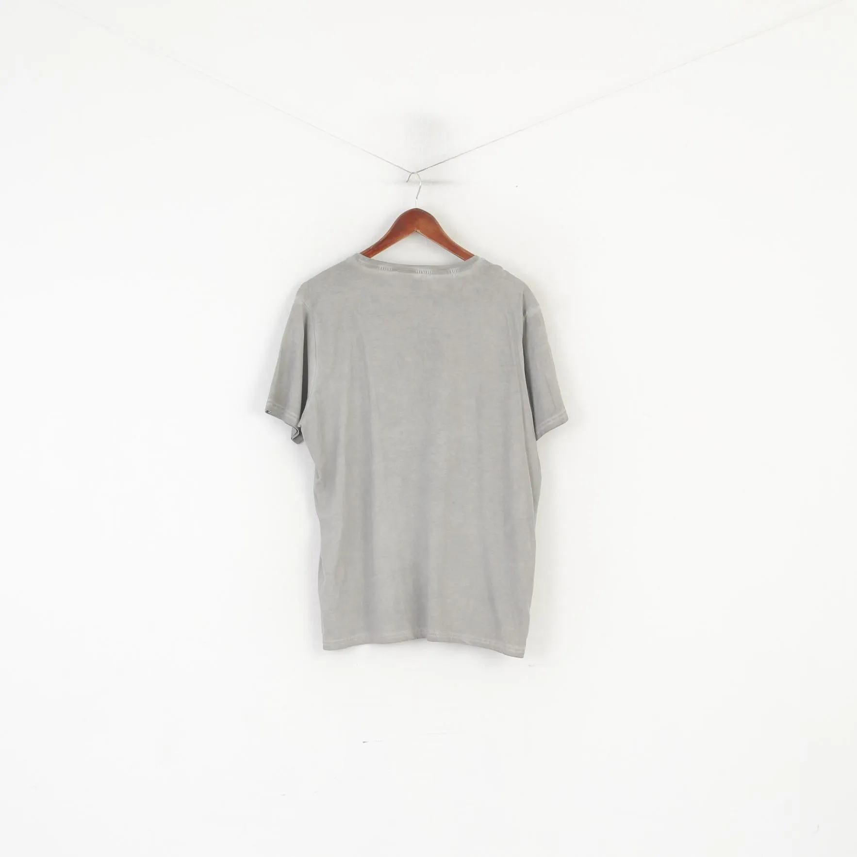 Fresh Brand Men XXL Shirt Gray Cotton Graphic Skull Strech Crew Neck Top