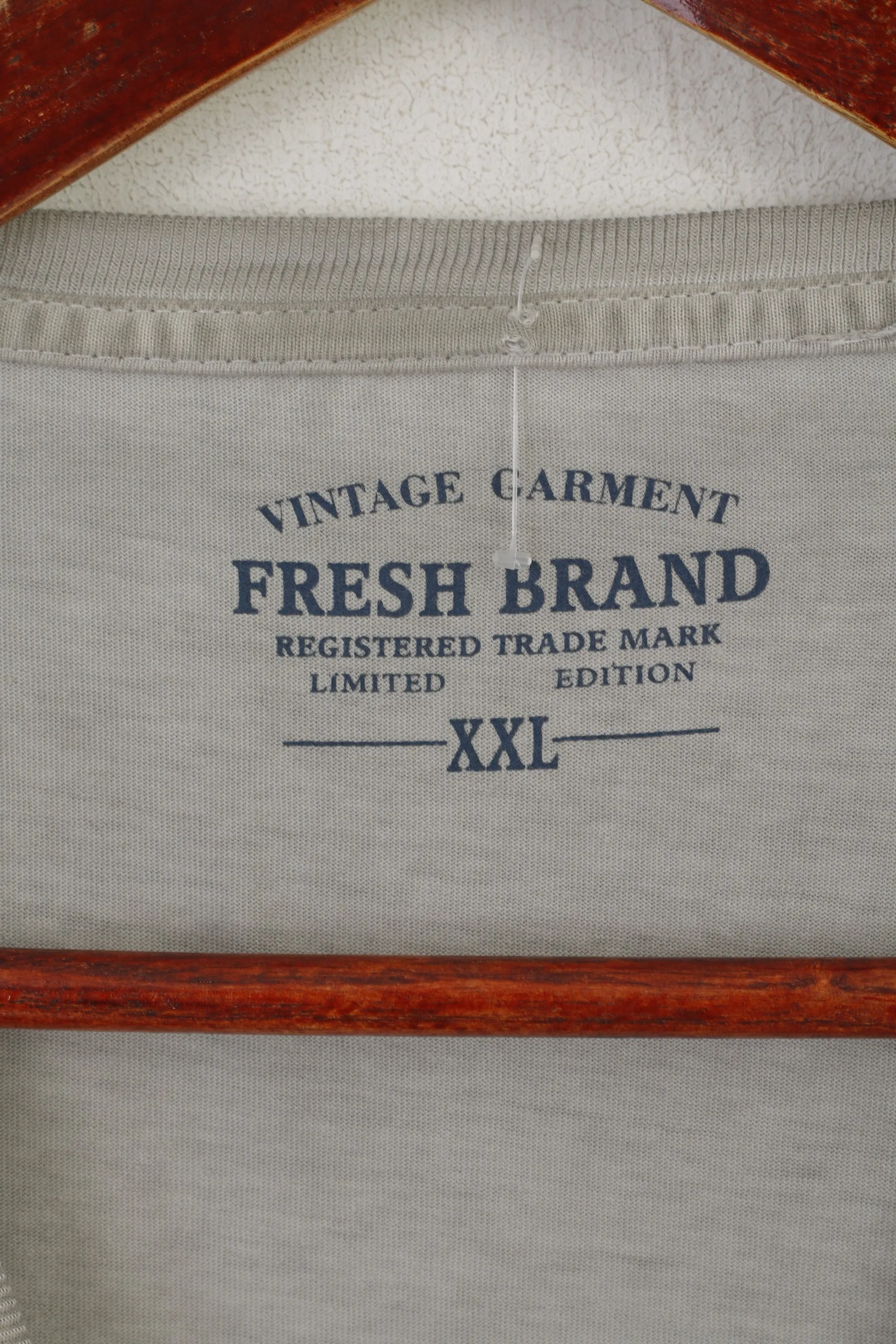 Fresh Brand Men XXL Shirt Gray Cotton Graphic Skull Strech Crew Neck Top
