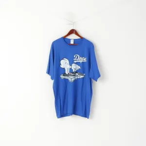 Fruit Of the Loom Men 2XL T- Shirt Blue Cotton Graphic Dope Music Top