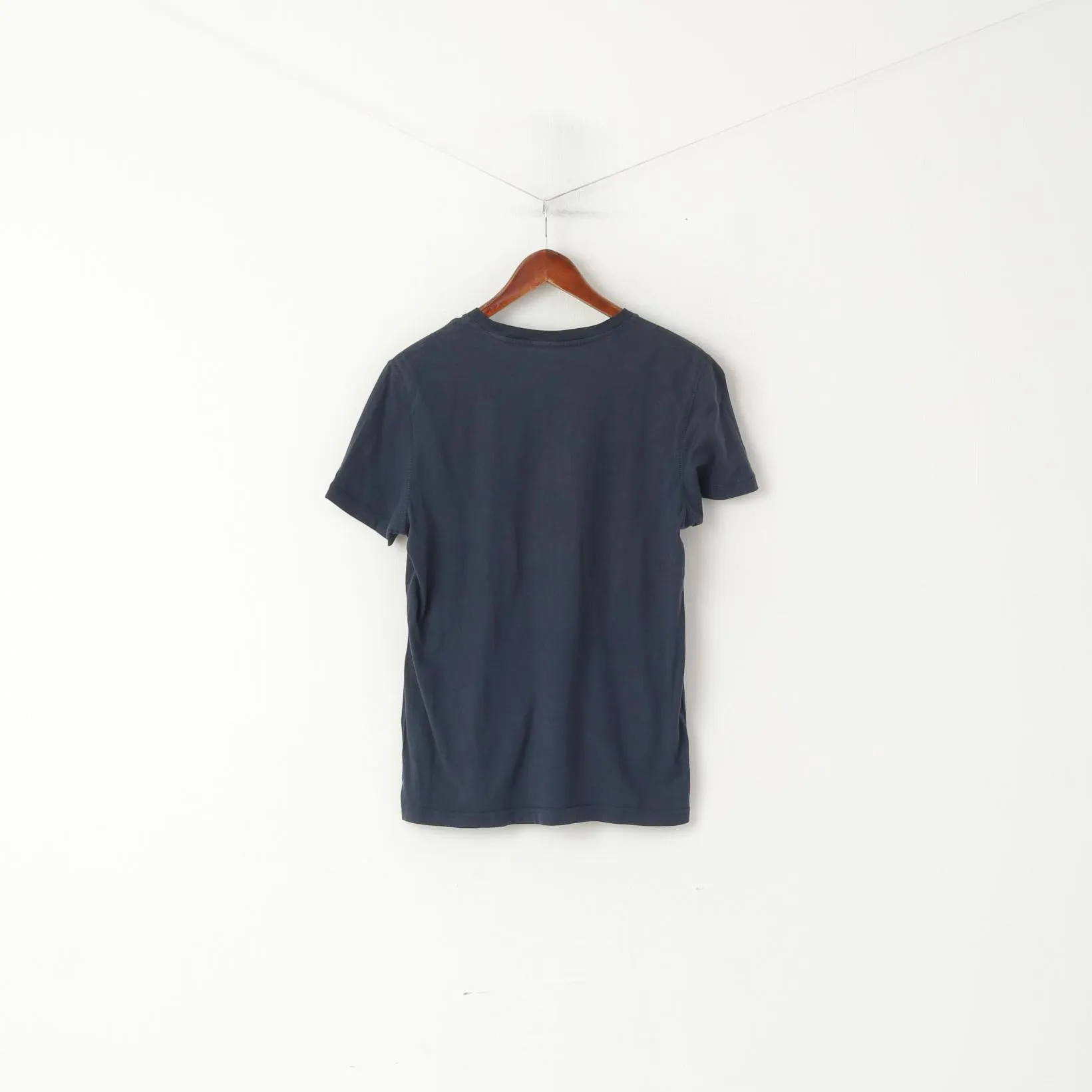 G-Star Raw Denim Men S Shirt Navy Cotton Green Logo Crew Neck Short Sleeve Top