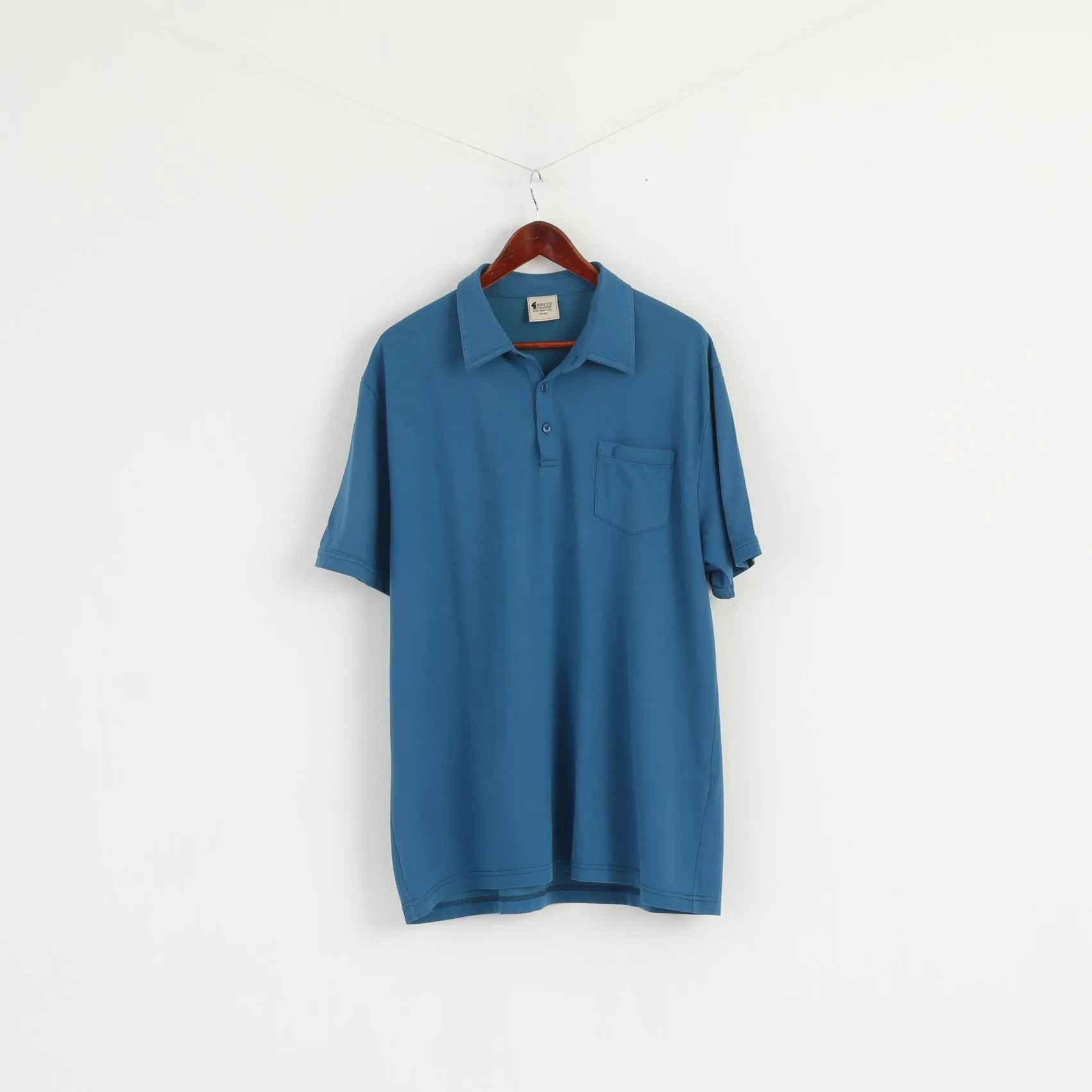 GABICCI Collezione Men XL Polo Shirt Sea Green Cotton Soft Detailed Buttons Top