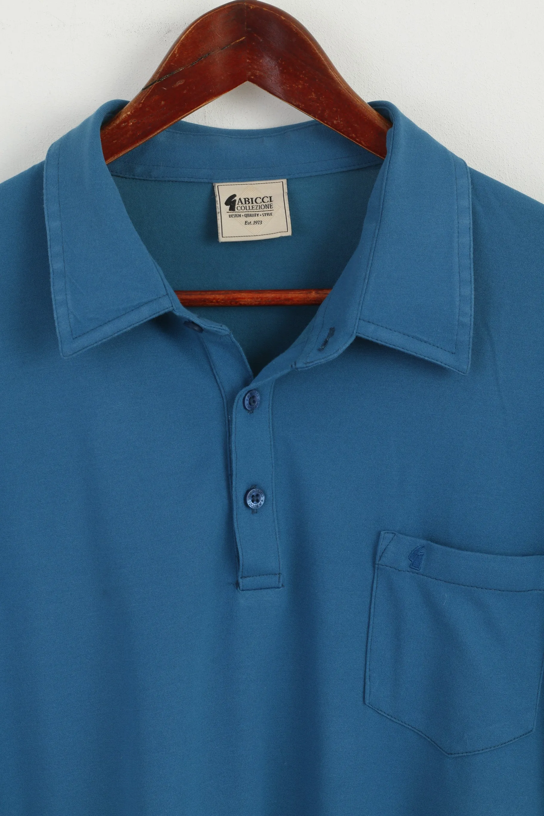 GABICCI Collezione Men XL Polo Shirt Sea Green Cotton Soft Detailed Buttons Top