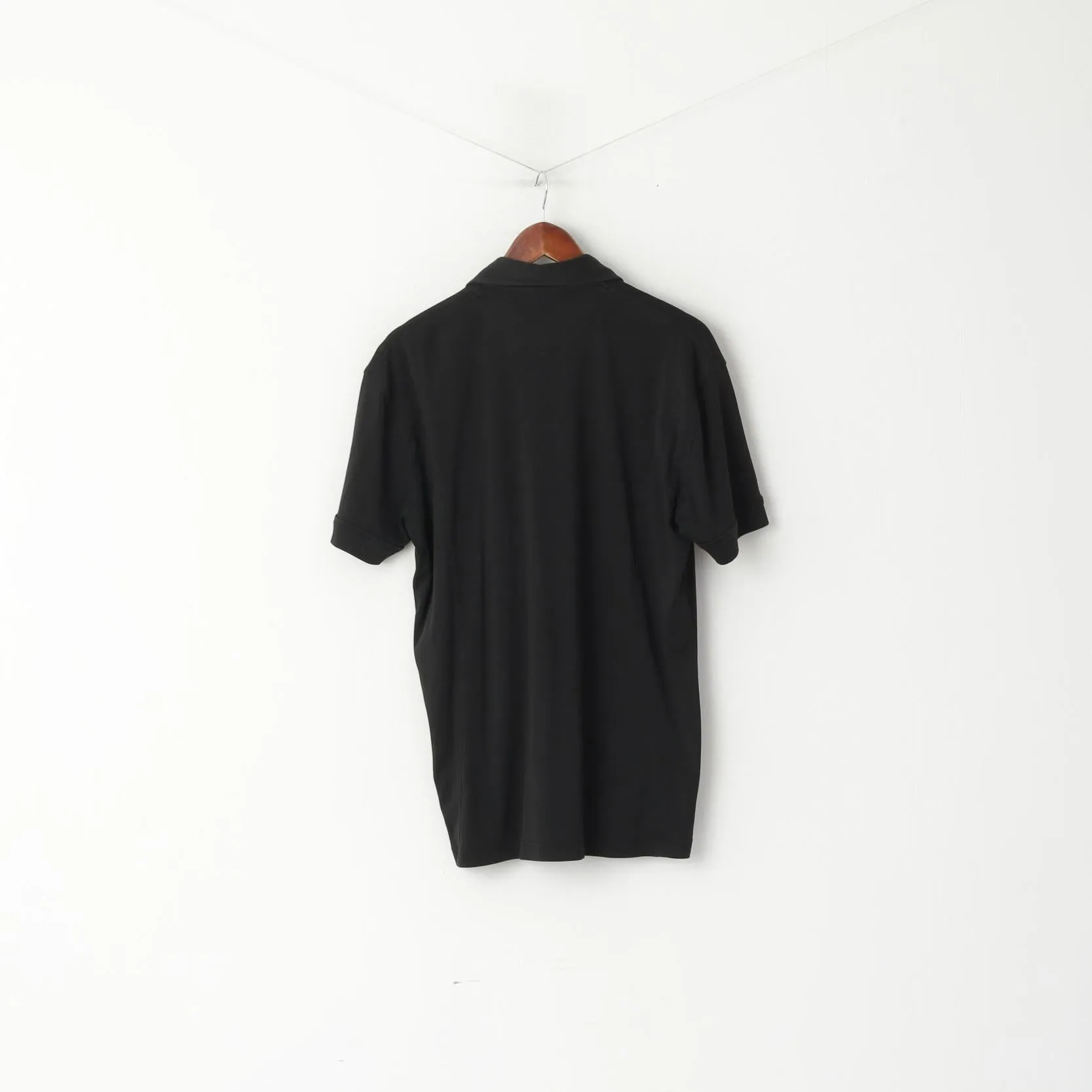 Galvin Green Men L Polo Shirt Black Cotton Pocket Golf Activewear Snap Neck Top