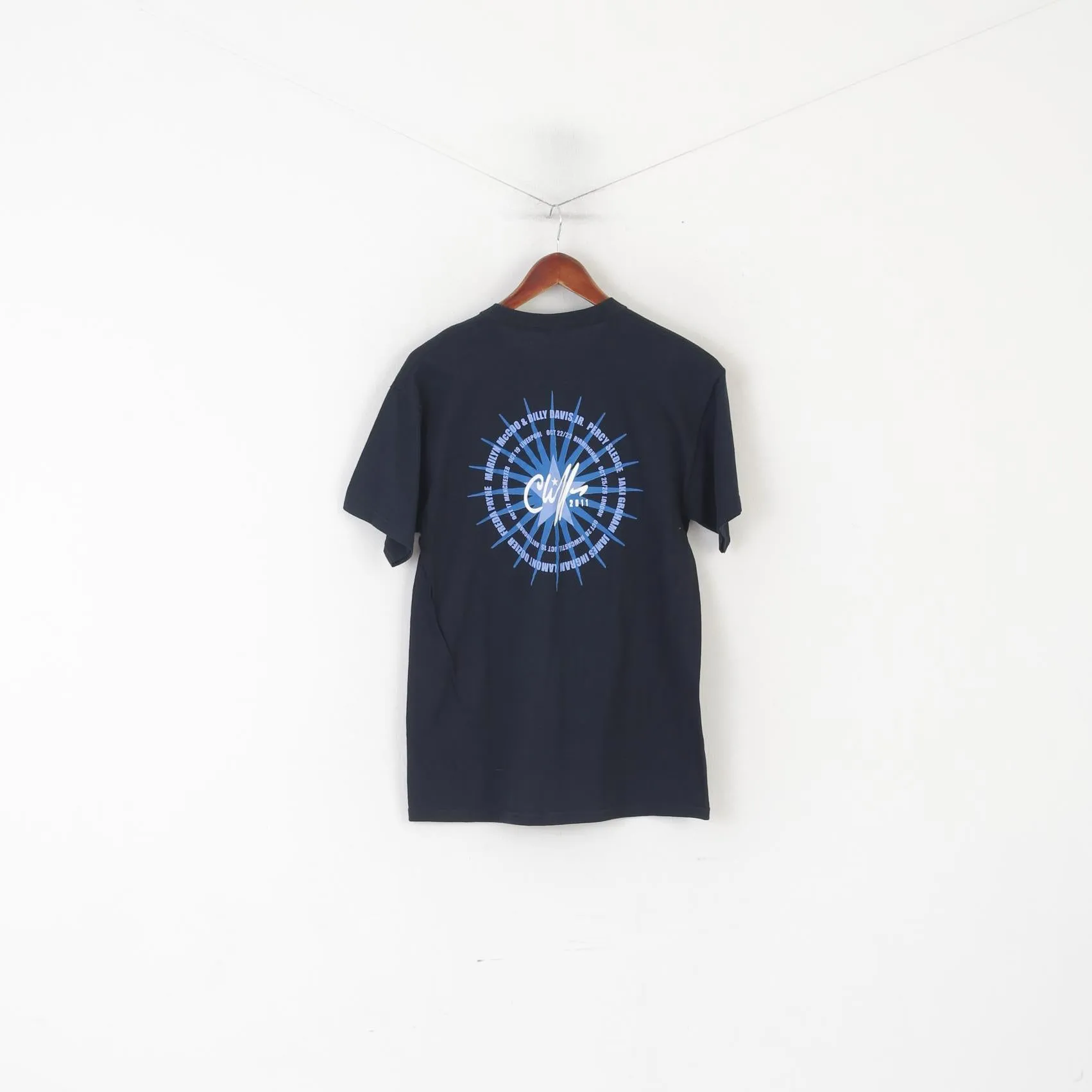 Gildan Men M Shirt Navy Cotton Graphic Soulicious Cliff Richard 2011 Top