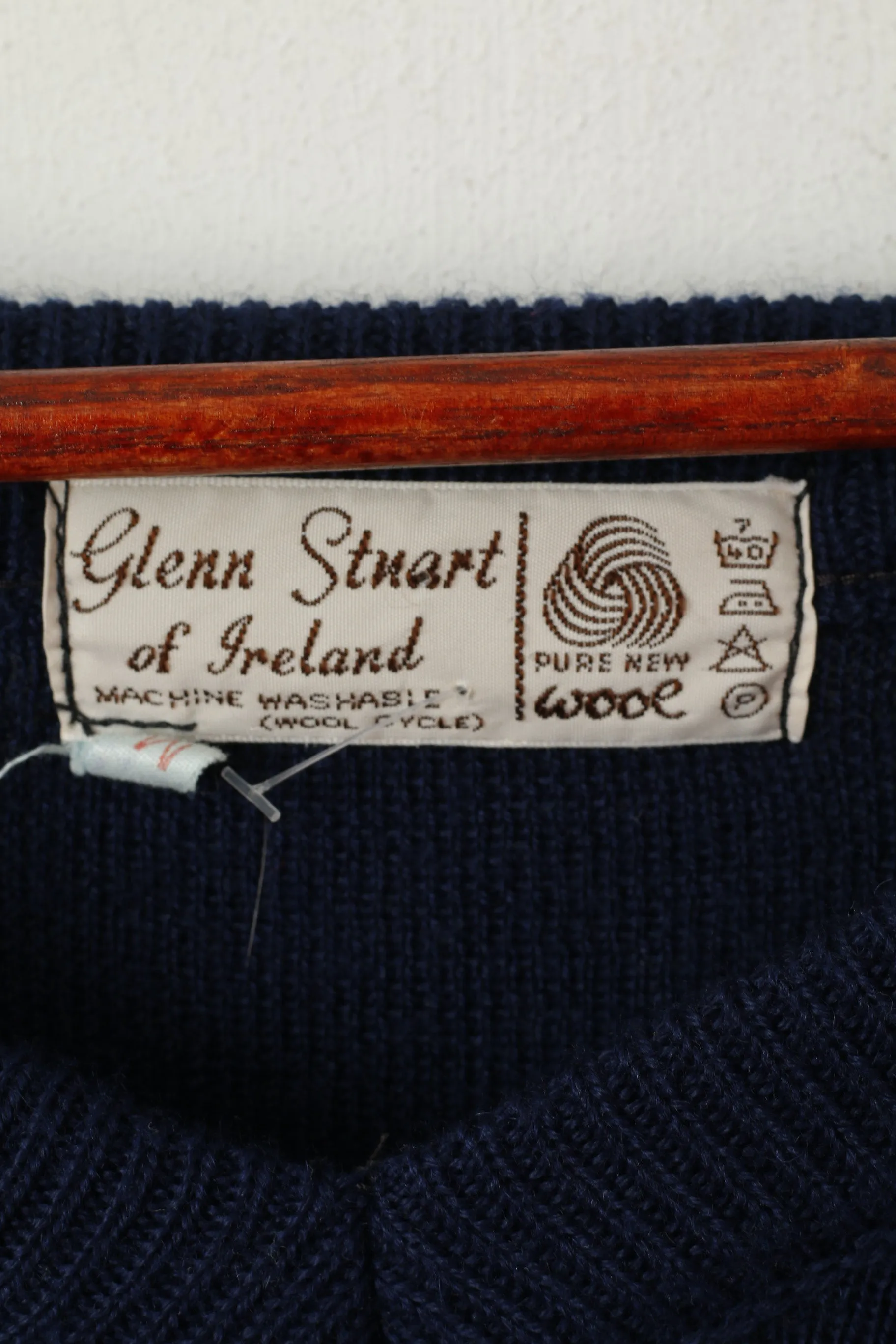 Glenn Stuart Of Ireland Men 48 M Jumper Navy Wool Old Wesley R.F.C Vintage Sweater