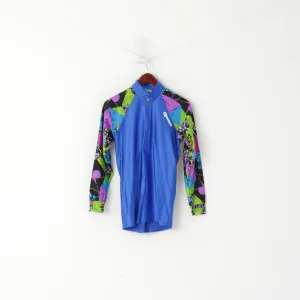 Gonso Men S Cycling Shirt Blue Shiny Stretch Long Sleeve Zip Neck Jersey Bike Top