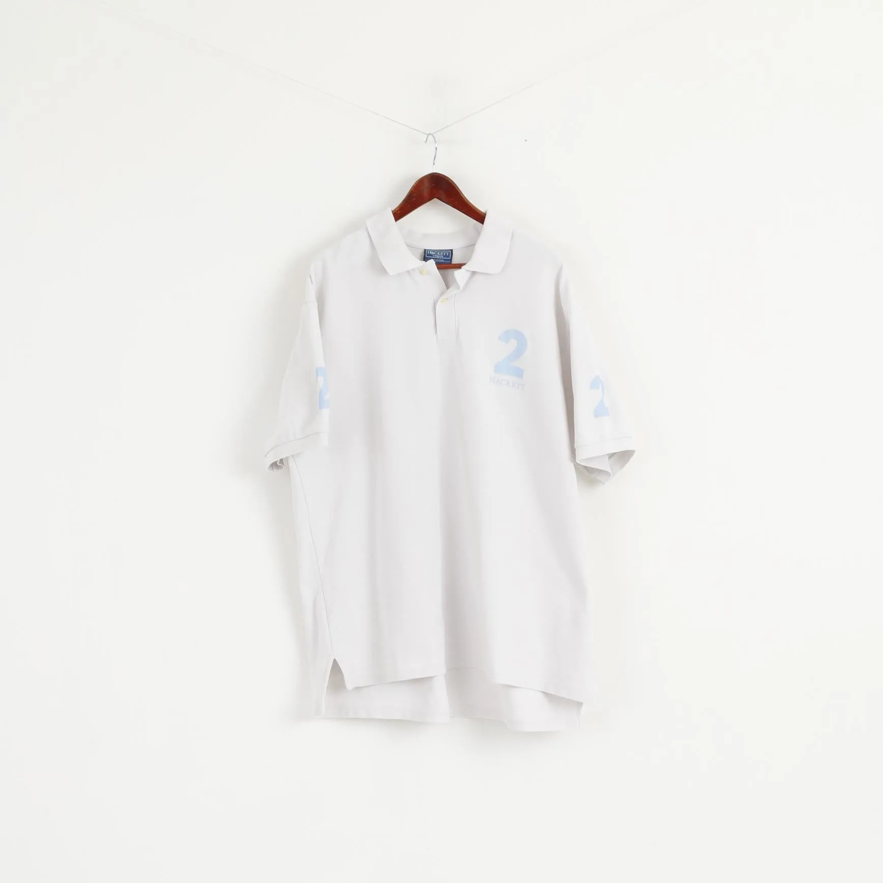 Hackett London Men XXL (XXXL) Polo Shirt White Cotton #2 Short Sleeve Top