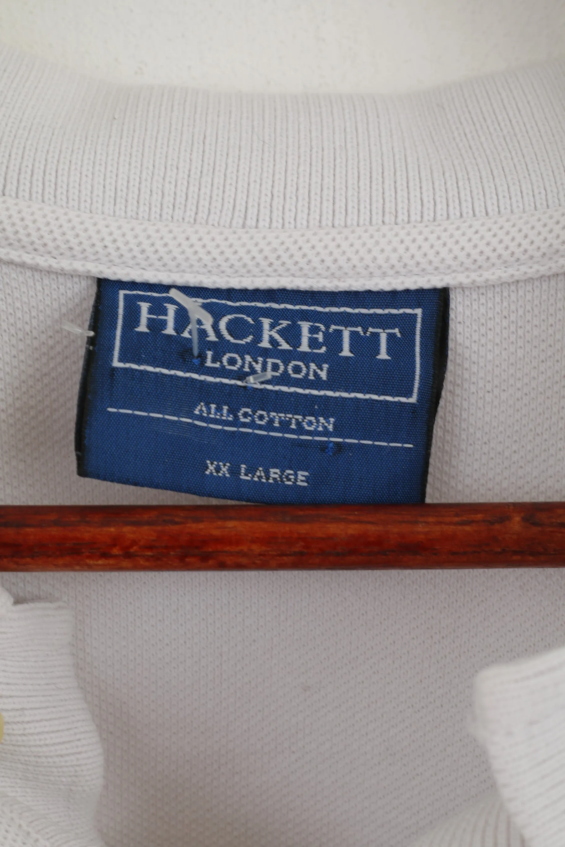 Hackett London Men XXL (XXXL) Polo Shirt White Cotton #2 Short Sleeve Top