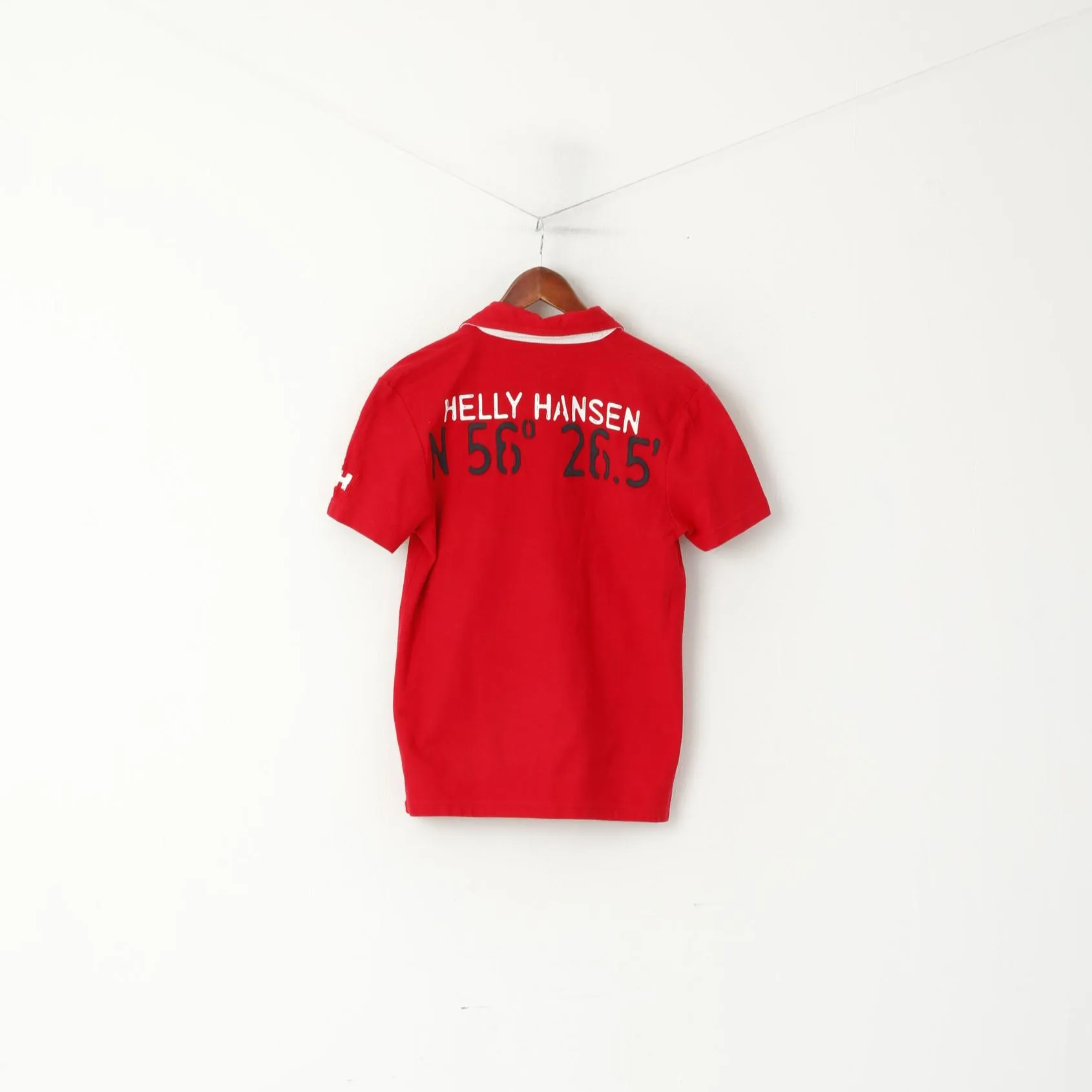Helly Hansen Men S Polo Shirt Red Cotton Ebroidered Back Short Sleeve Top