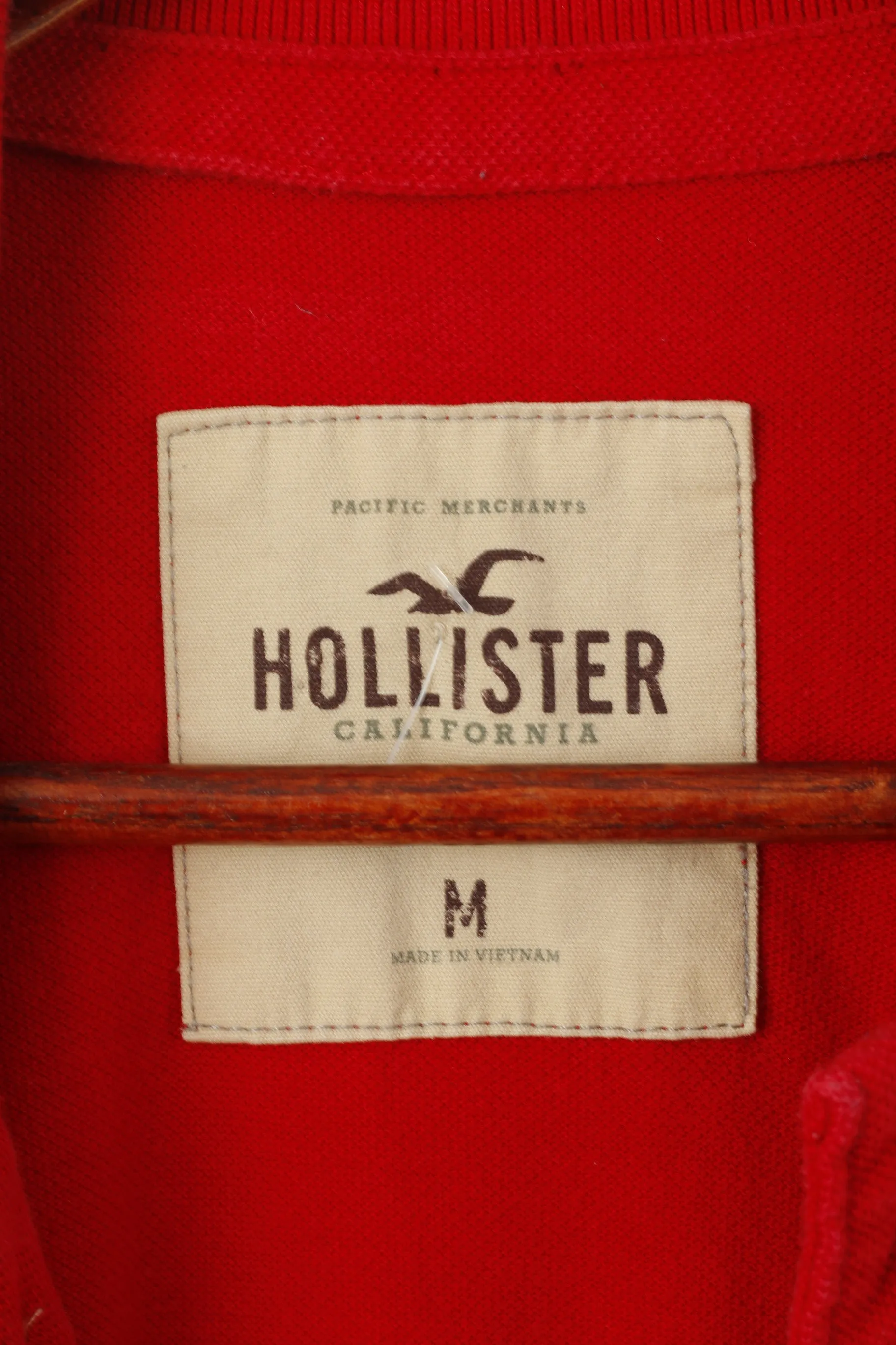 Hollister California Men M Polo Shirt Red Cotton Calif Rescue Slim Fit Top