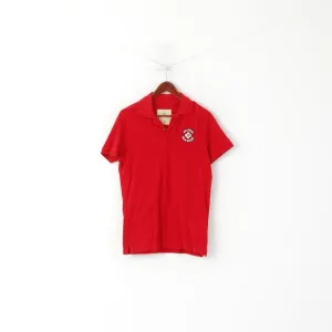 Hollister California Men M Polo Shirt Red Cotton Calif Rescue Slim Fit Top
