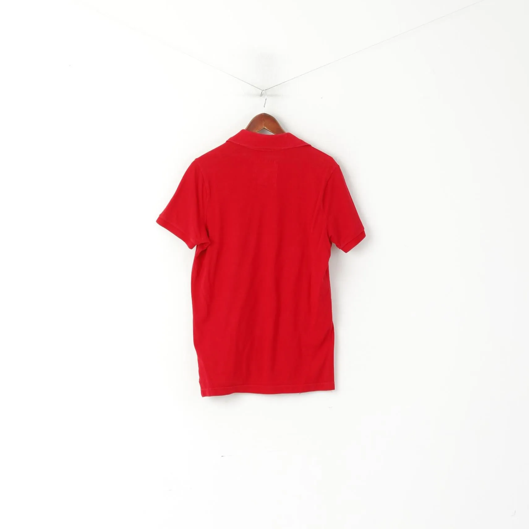 Hollister California Men M Polo Shirt Red Cotton Calif Rescue Slim Fit Top