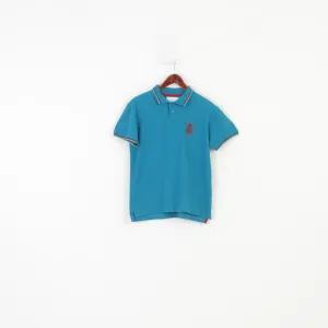 Humor Men XL M Polo Shirt Turquoise Short Sleeve Cotton Summer Vintage Collar Top