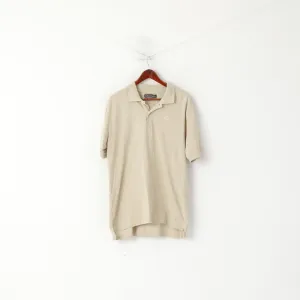 Kappa Men XL Polo Shirt Beige Cotton Detailed Buttons Sportswear Plain Top