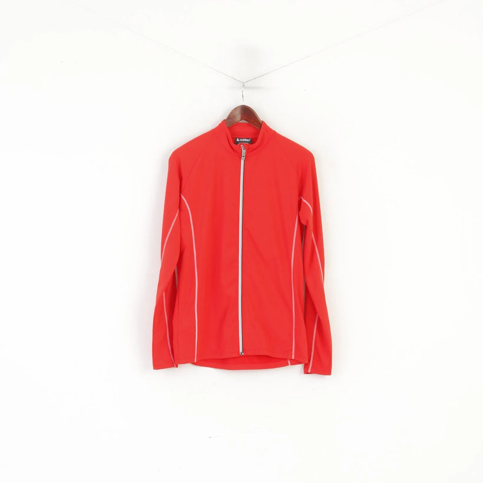 Killtec Men S Long Sleeved Shirt Red Warm Up Activewear Full Zip Sport Ski Top
