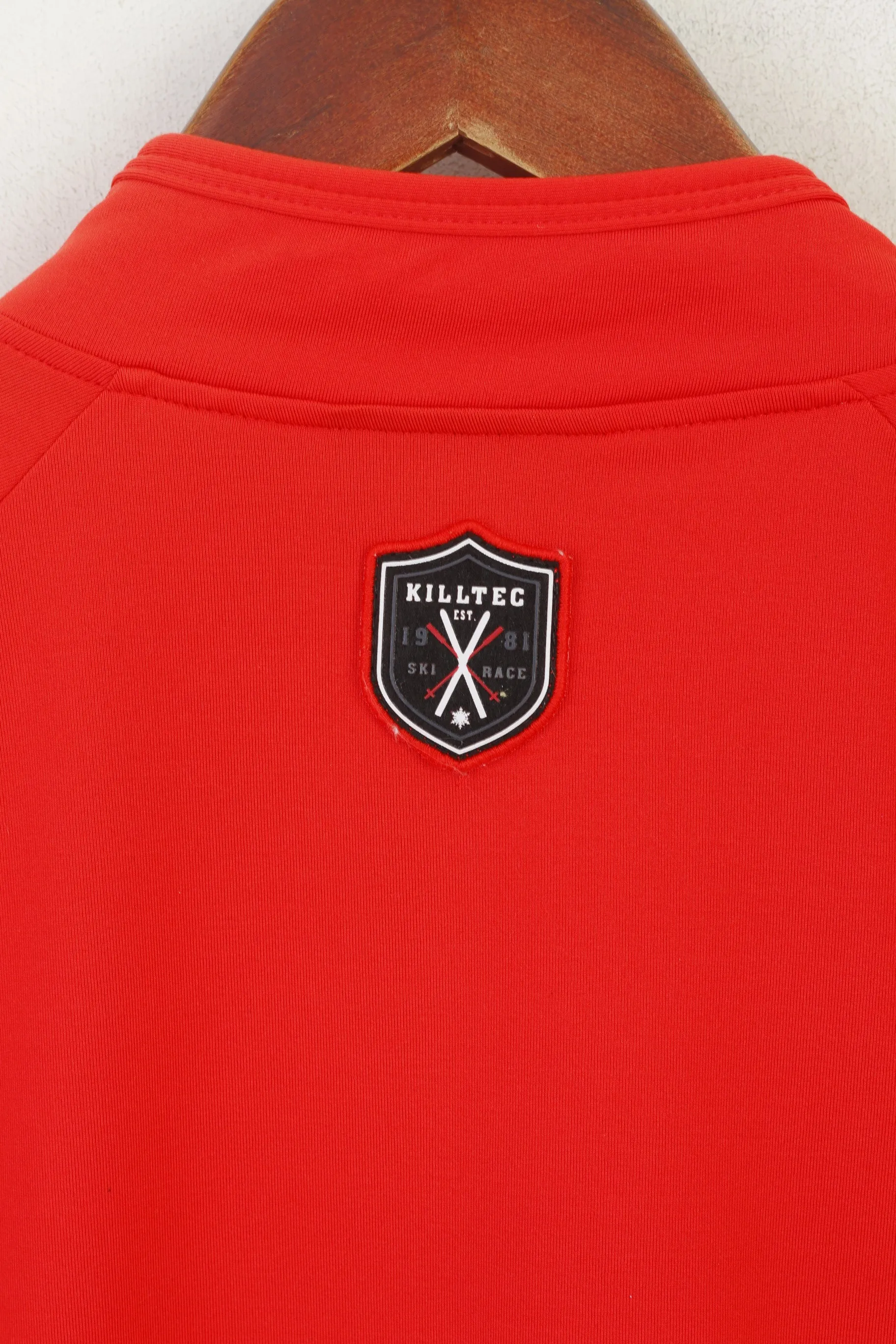 Killtec Men S Long Sleeved Shirt Red Warm Up Activewear Full Zip Sport Ski Top
