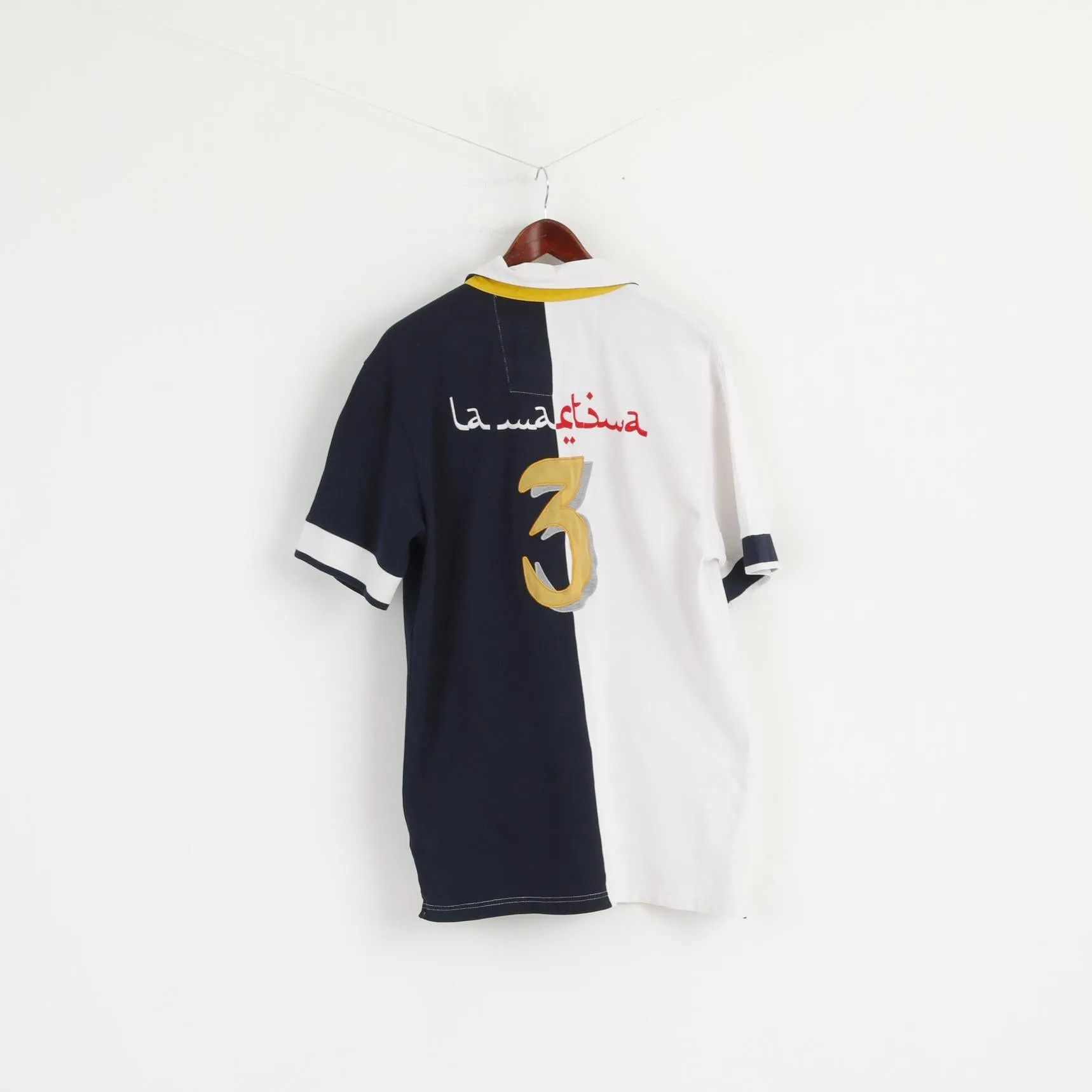 La Martina Men XXL (XL) Polo Shirt Navy White Cotton Del Polo Argentino Top