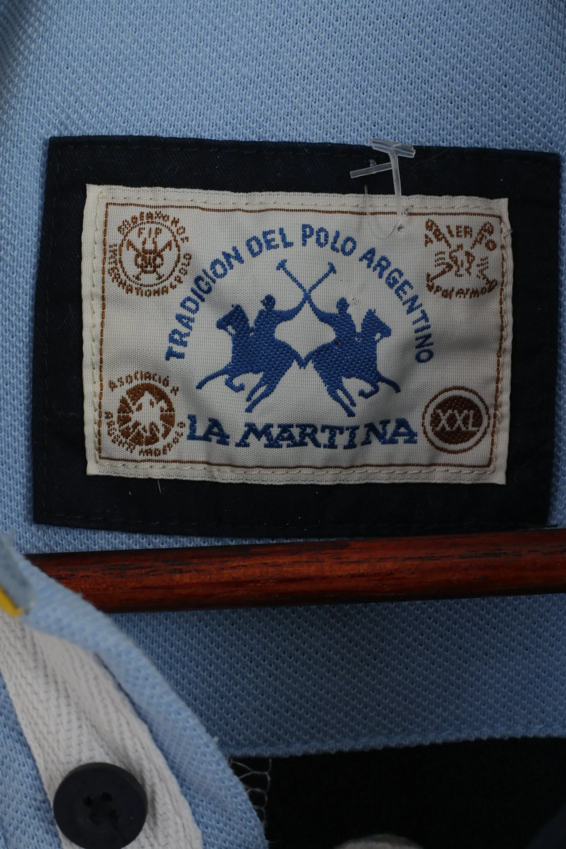 La Martina Men XXL (XL) Polo Shirt Navy White Cotton Del Polo Argentino Top