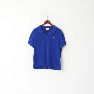 Lacoste Men 7 L Polo Shirt Cotton Indigo Slim Fit Plain Detailed Buttons Top