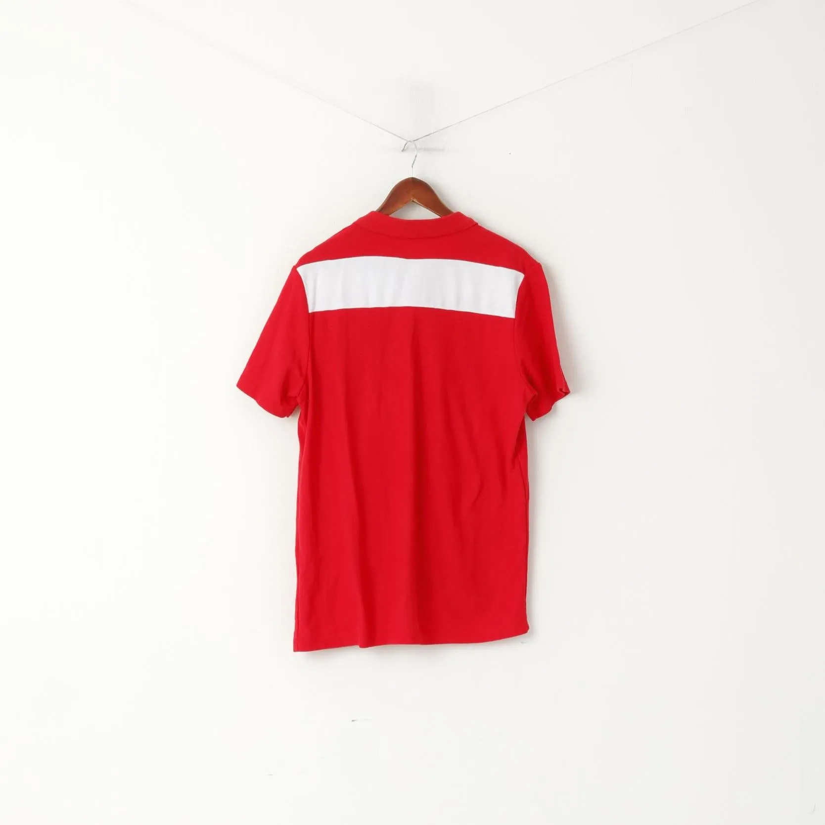 Macron Men XXL Polo Shirt Red Cotton Rugby Colorno 40 Years Short Sleeve Top