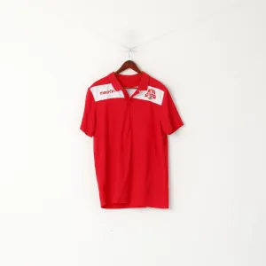 Macron Men XXL Polo Shirt Red Cotton Rugby Colorno 40 Years Short Sleeve Top