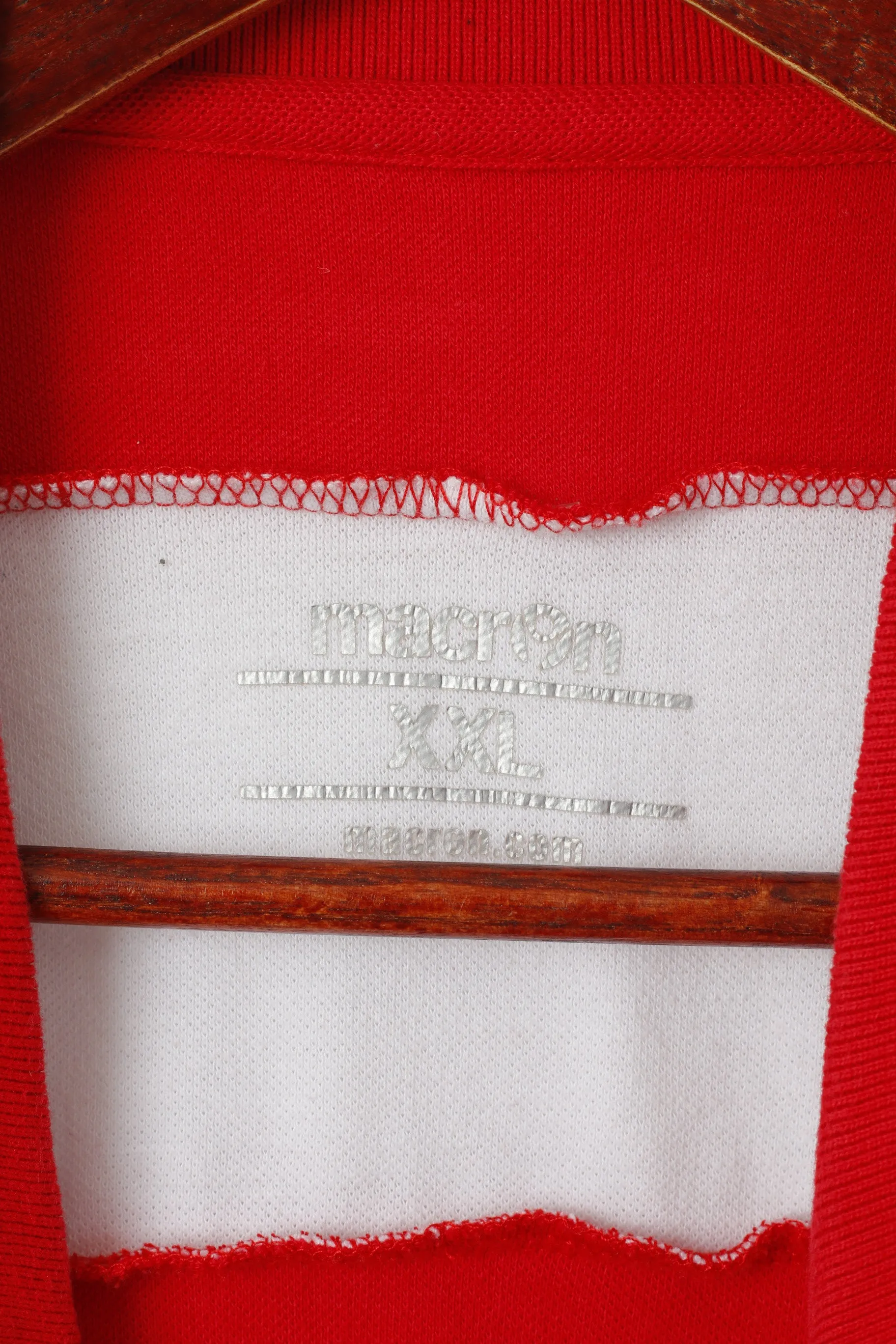 Macron Men XXL Polo Shirt Red Cotton Rugby Colorno 40 Years Short Sleeve Top