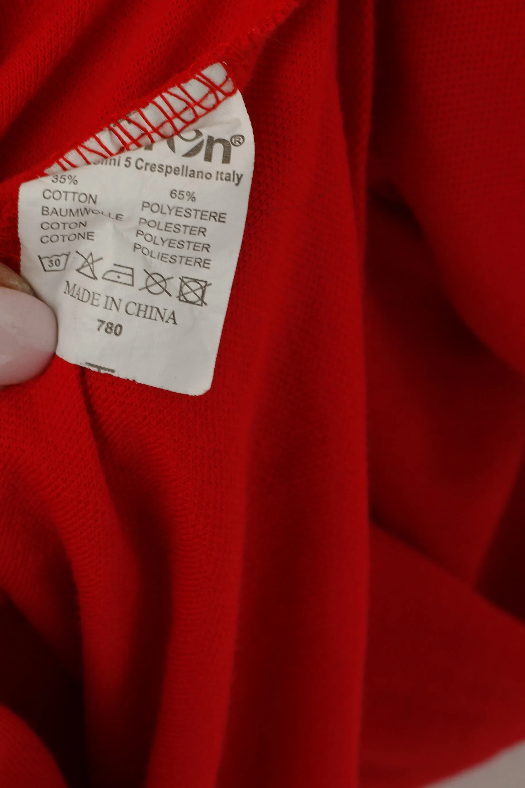 Macron Men XXL Polo Shirt Red Cotton Rugby Colorno 40 Years Short Sleeve Top