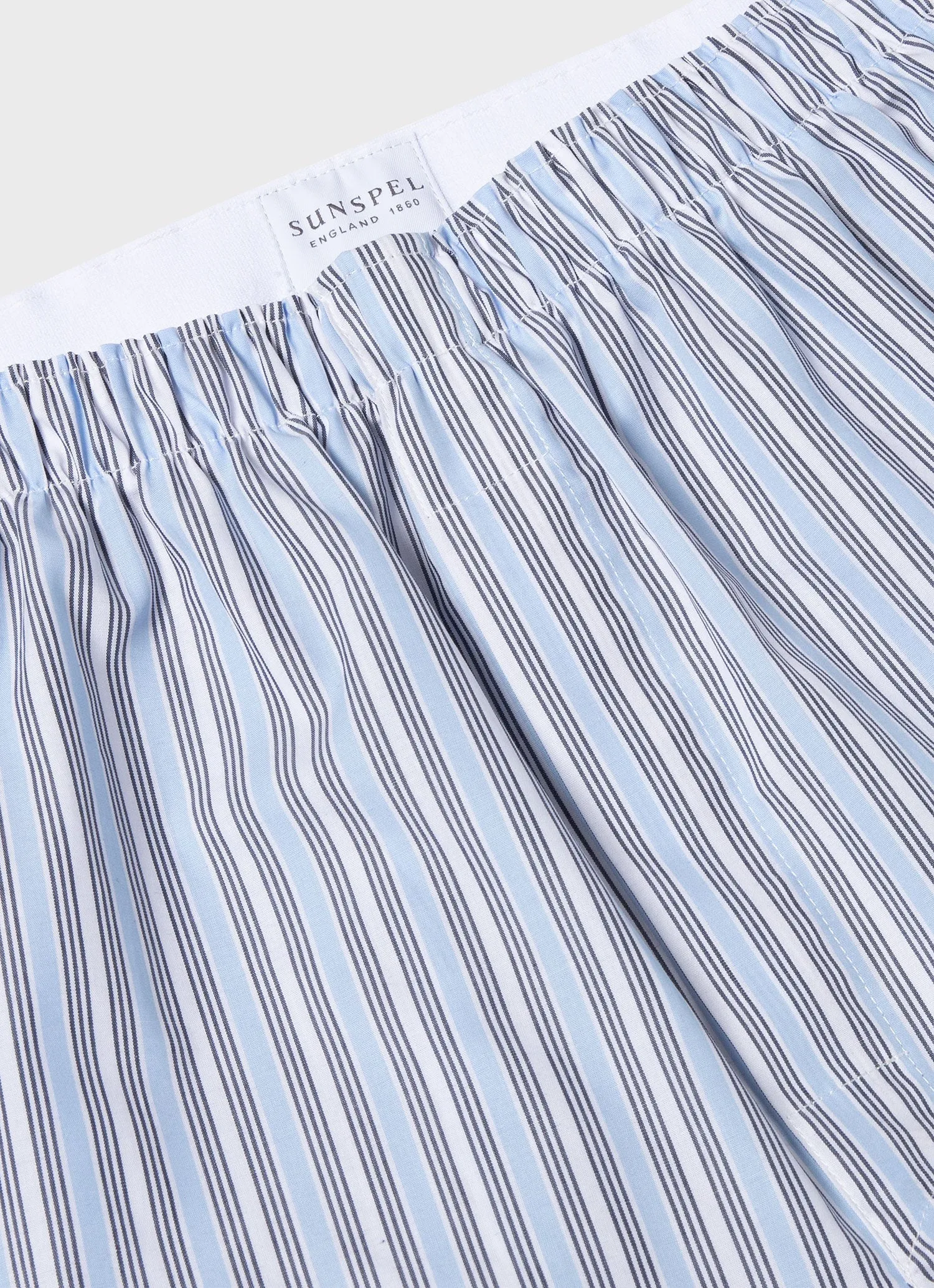 Men's Classic Boxer Shorts in Blue Stripe Sunspel