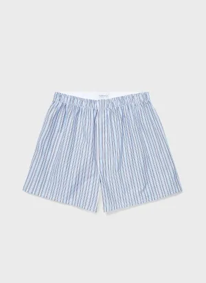 Men's Classic Boxer Shorts in Blue Stripe Sunspel